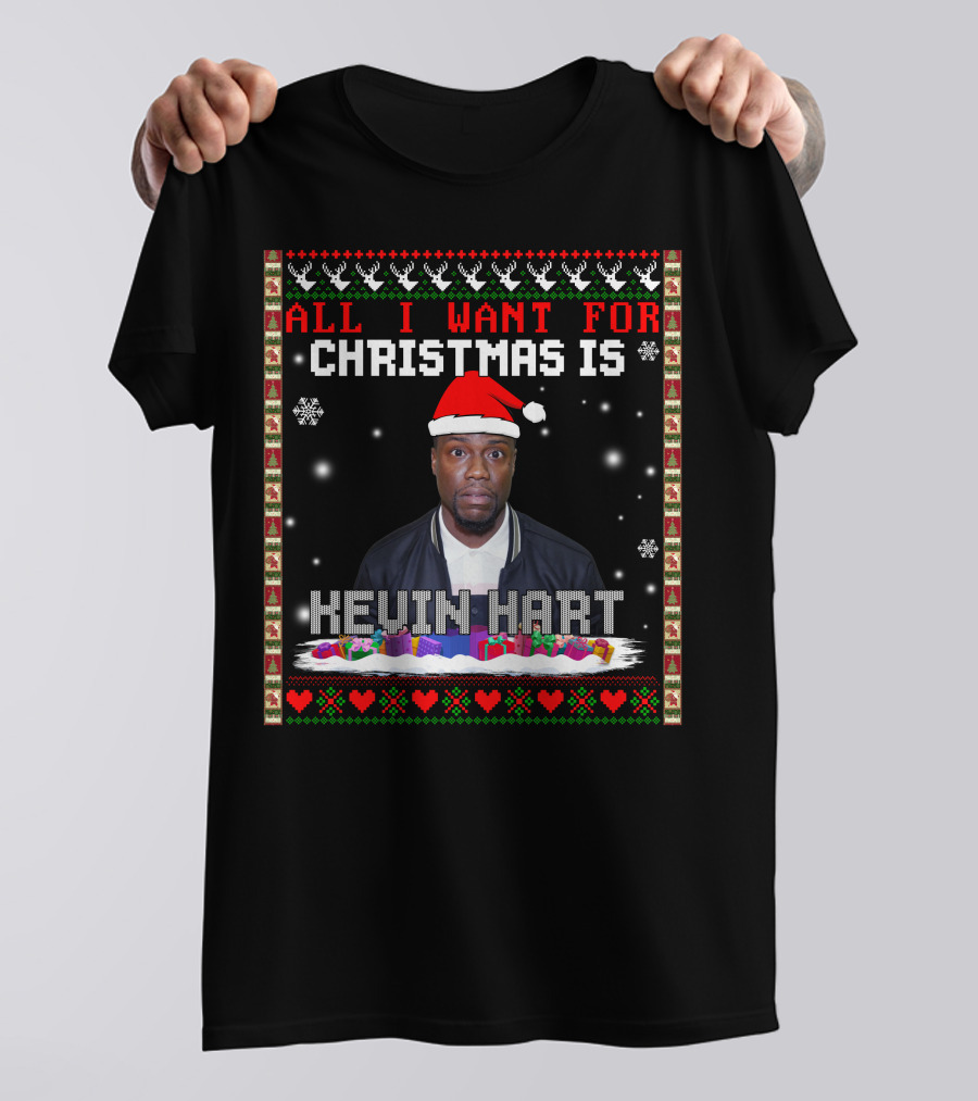 All I Want For Christmas Is Kevin Hart Santa Hat Holiday T-Shirt