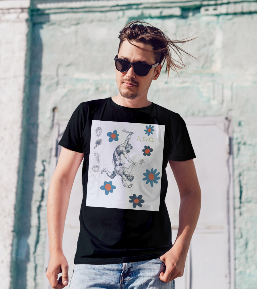 Alex G Floral Mythical Battle With Blue And Orange Flowers T-Shirt