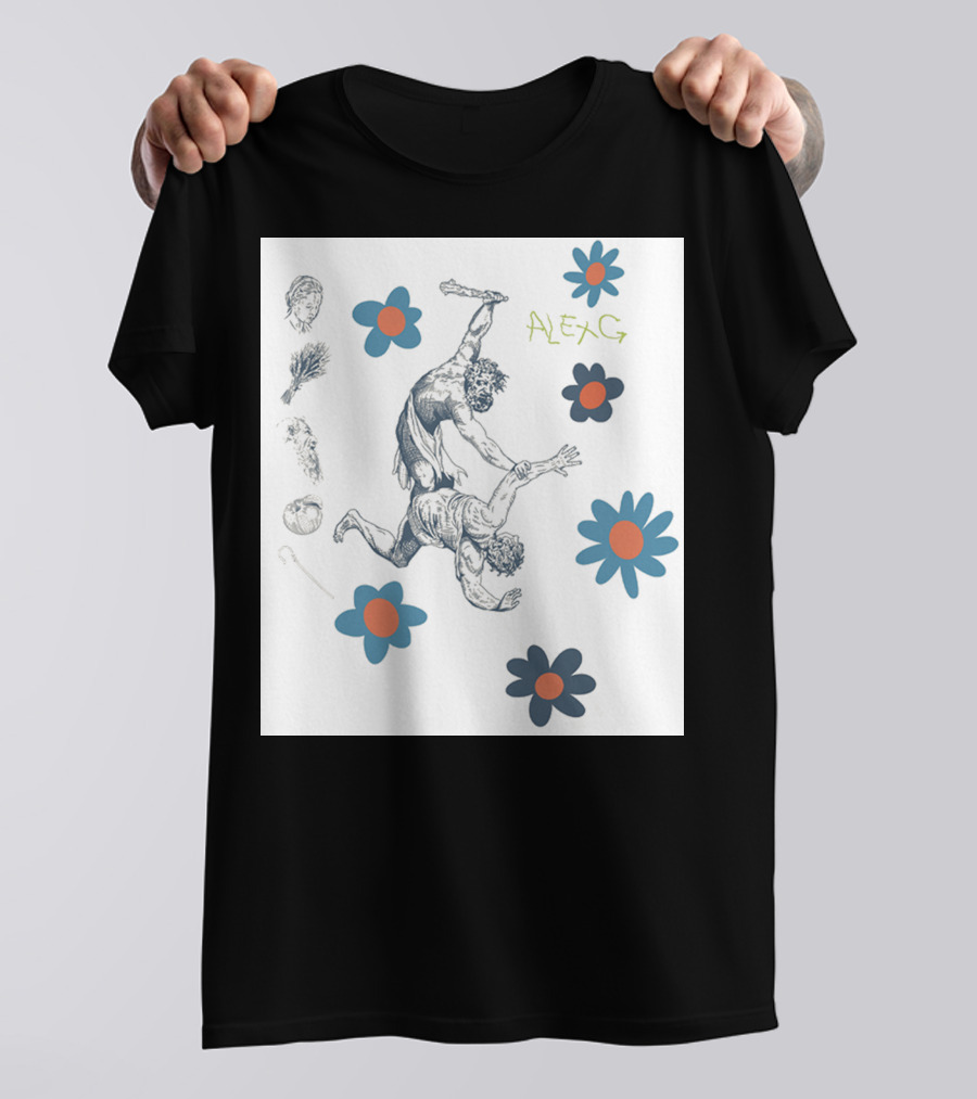 Alex G Floral Mythical Battle With Blue And Orange Flowers T-Shirt