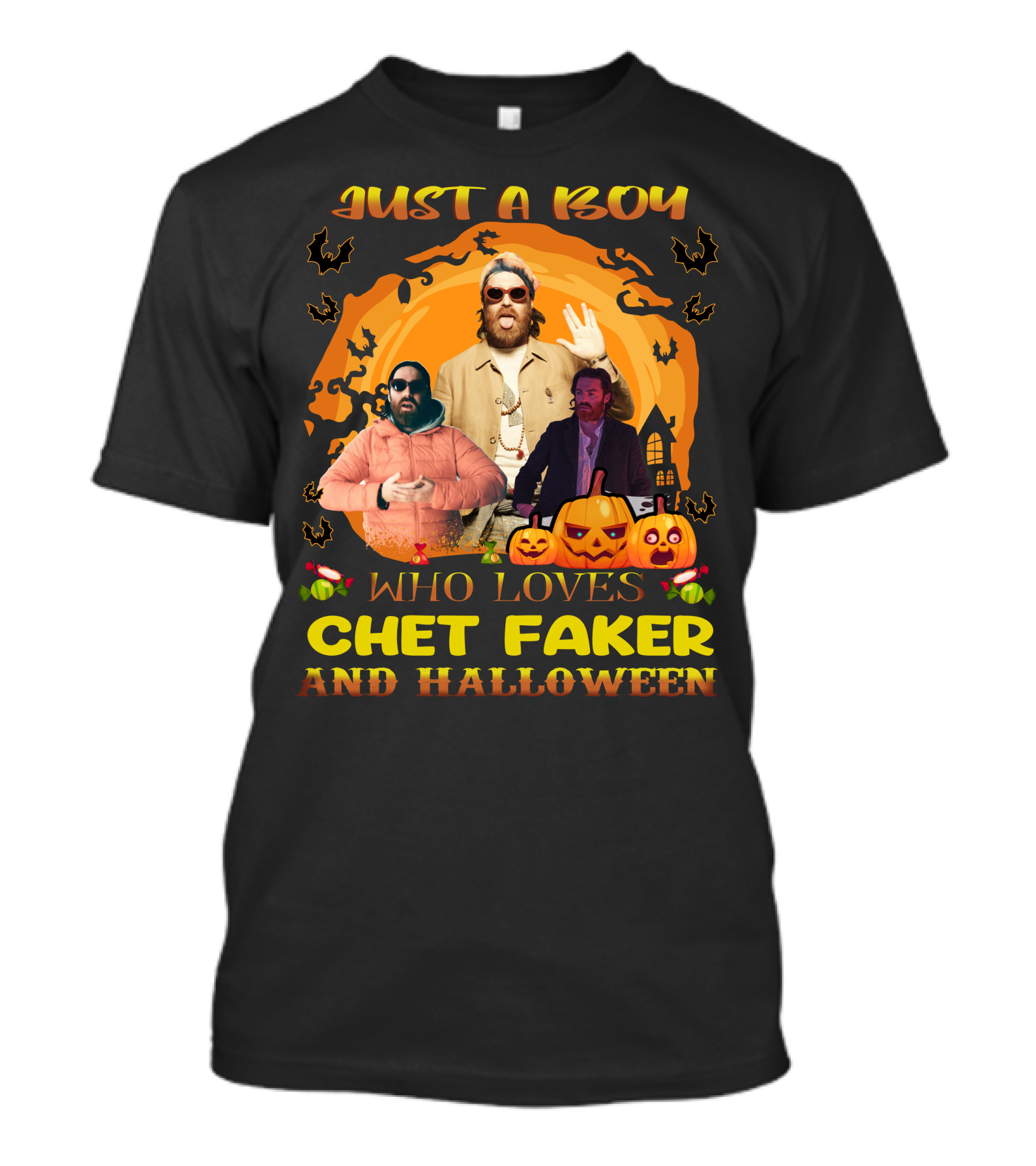 Just A Boy Who Loves Chet Faker And Halloween Pumpkins Bats T-Shirt