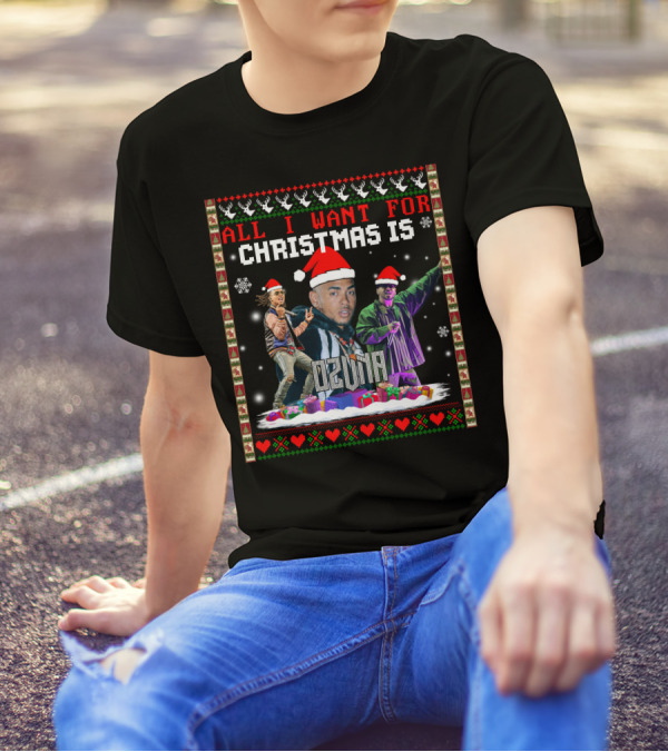 All I Want For Christmas Is Ozuna Santa Hat Snowflakes Presents T-Shirt