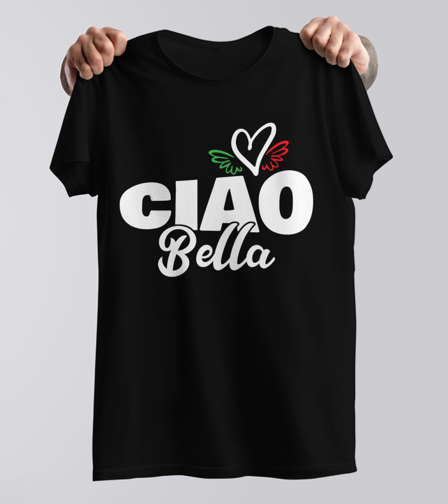 Ciao Bella Heart With Italian Colors Wings T-Shirt