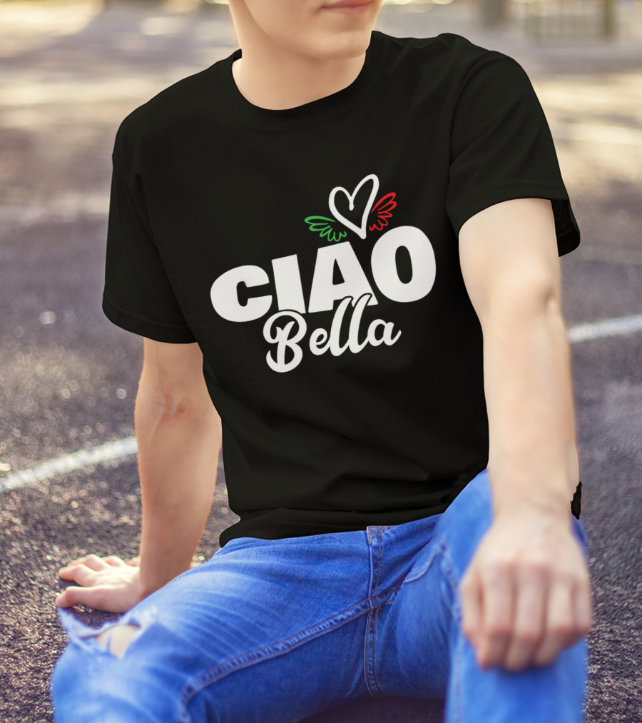 Ciao Bella Heart With Italian Colors Wings T-Shirt