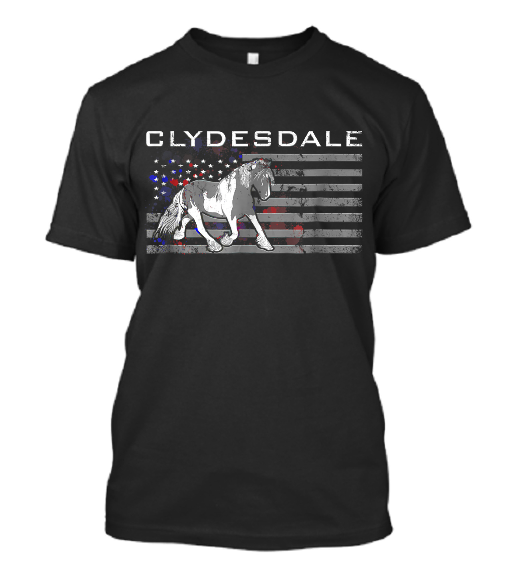 Clydesdale Horse American Flag Background T-Shirt
