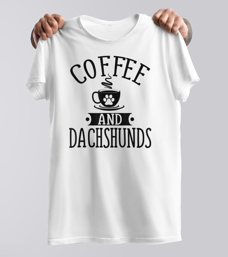 COFFEE AND DACHSHUNDS WITH PAW PRINT COFFEE CUP T-Shirt