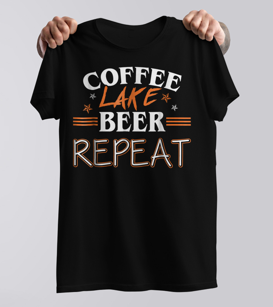 Coffee Lake Beer Repeat Stars Stripes Casual Lifestyle T-Shirt