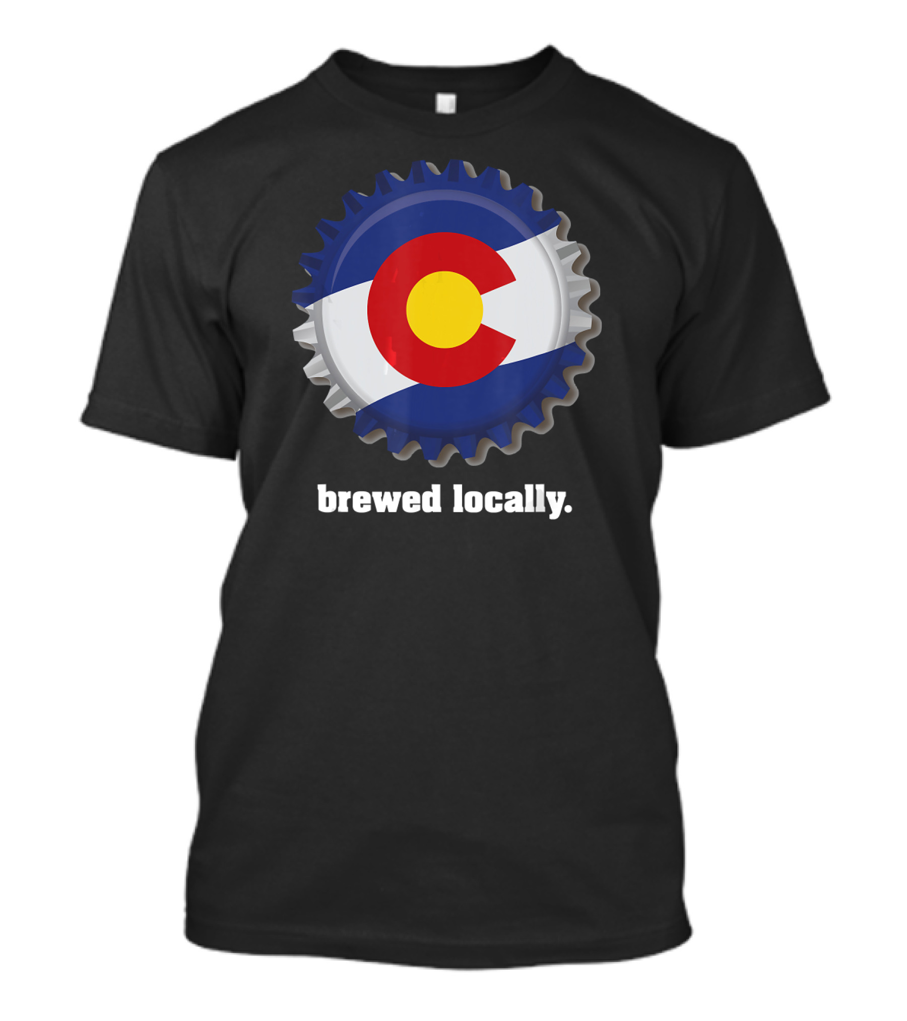 Colorado Brewed Locally Craft Beer Brewery State Flag Bottle Cap T-Shirt