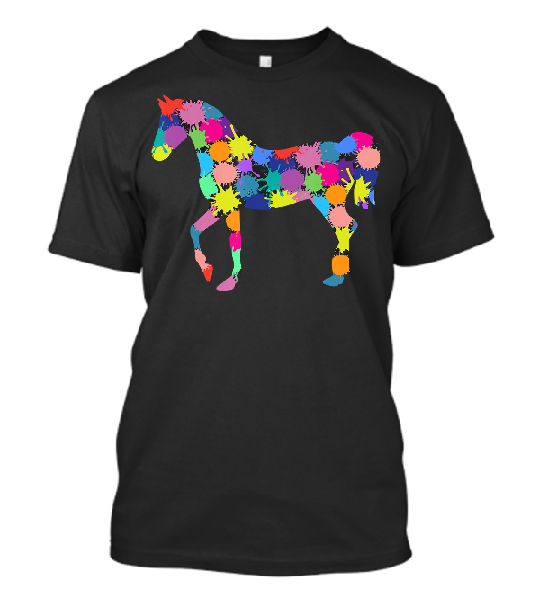 Colorful Splattered Horse Love Dot Pattern Horse Riding T-Shirt