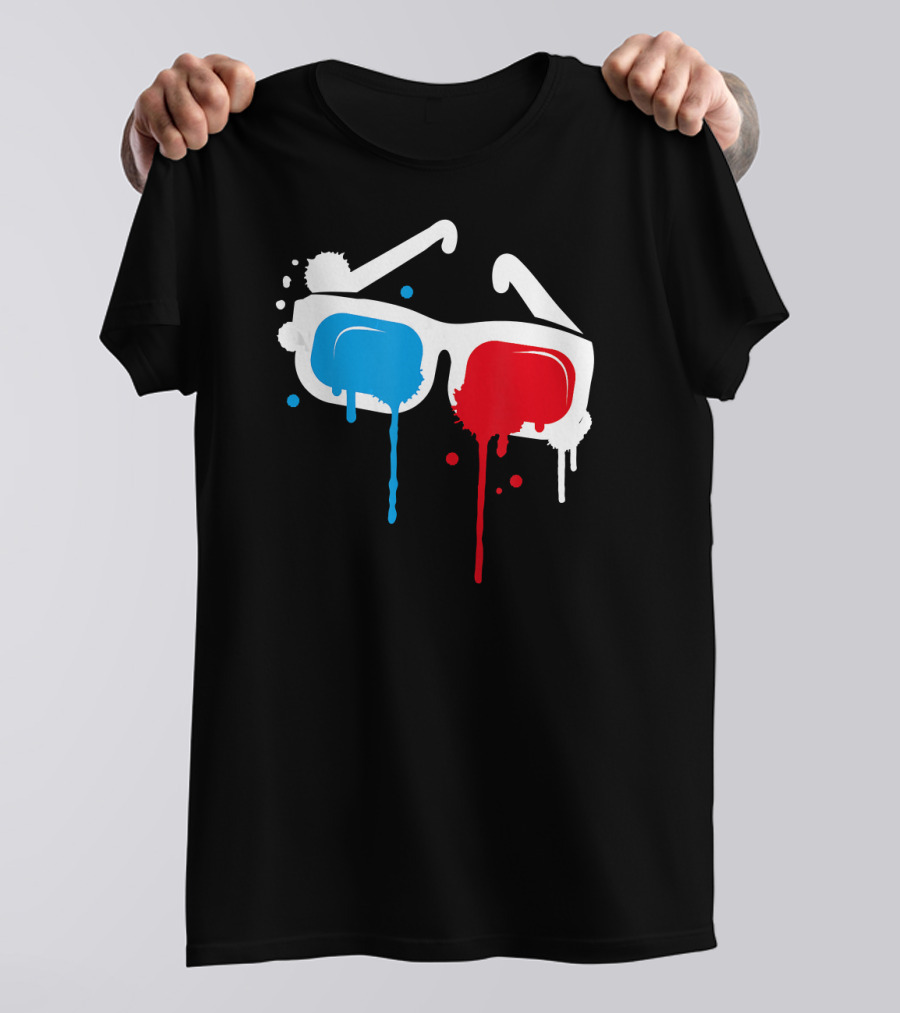 Cool 3D Glasses Dripping Graffiti T-Shirt