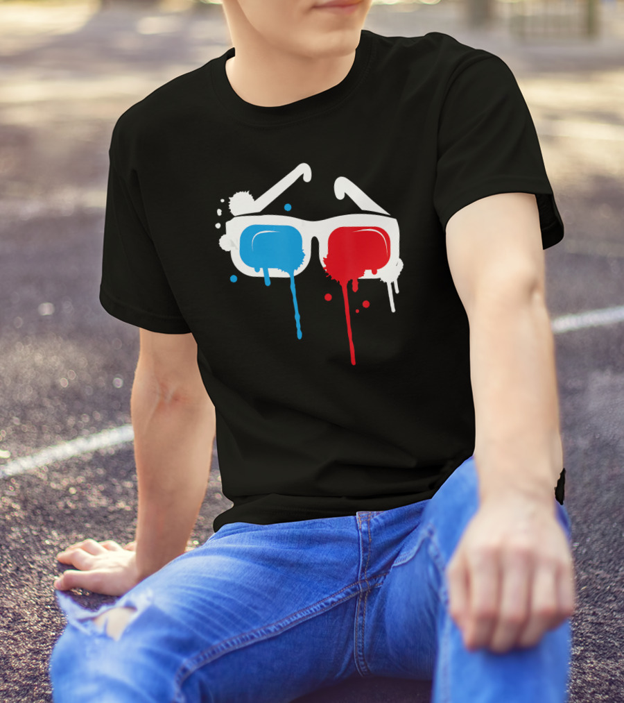 Cool 3D Glasses Dripping Graffiti T-Shirt