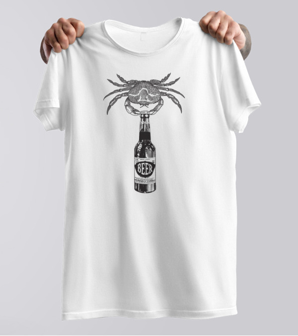 Crab Craft Beer Bottle Opener Beer Bottle Crab Image T-Shirt