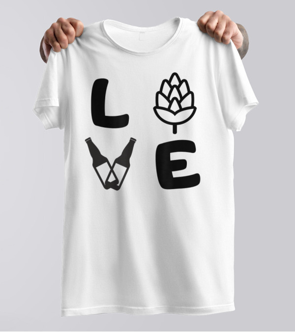 Love Craft Beer Hop Cone Bottles T-Shirt