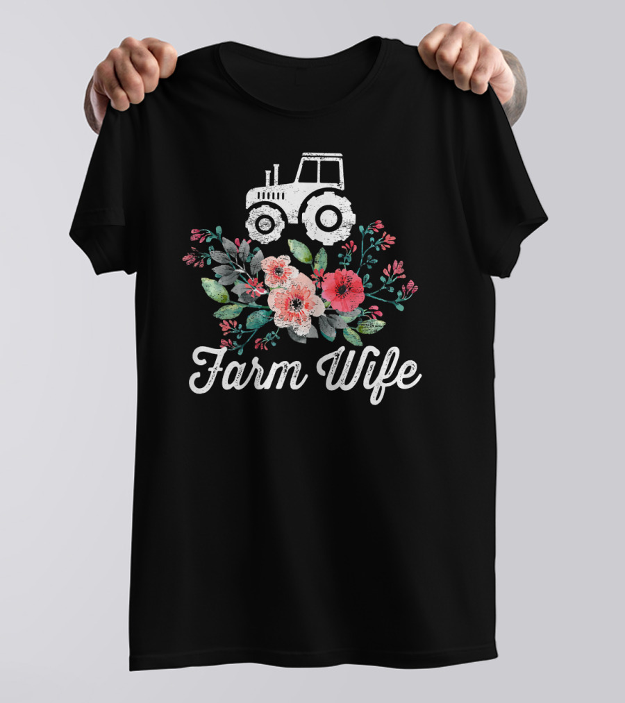 Farm Wife Floral Tractor T-Shirt
