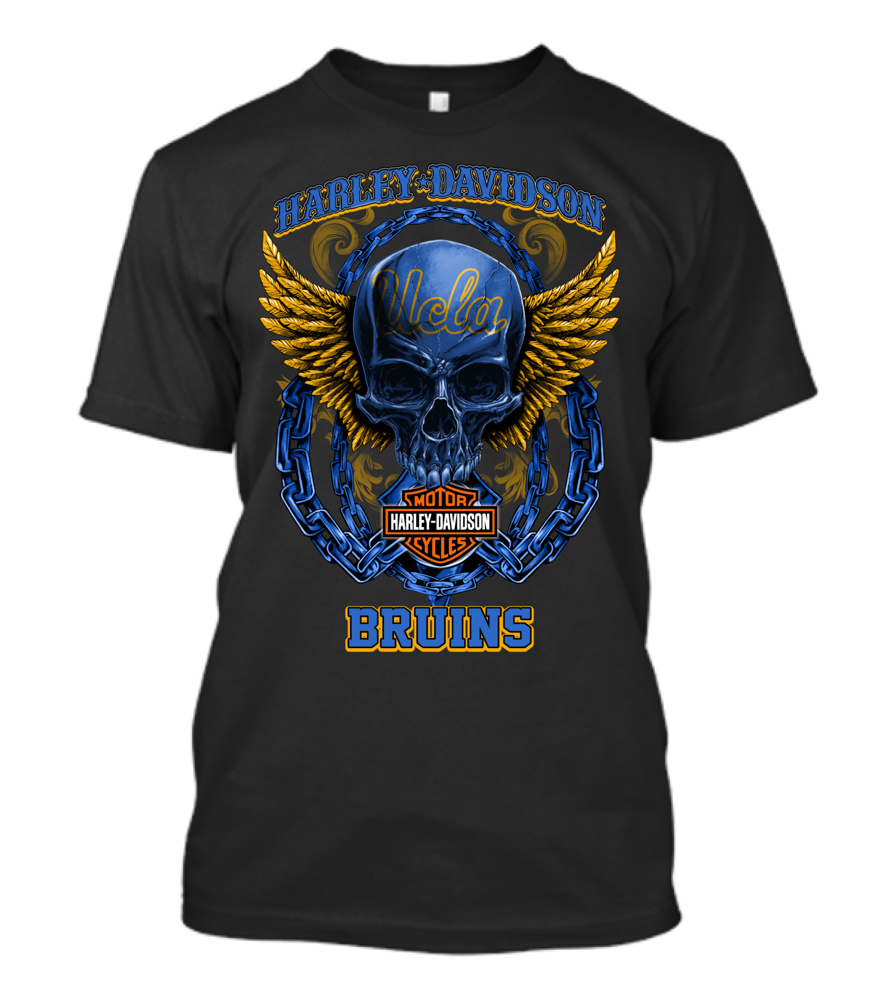 Harley Davidson Motorcycles Ucla Bruins Skull Wings Chains T-Shirt