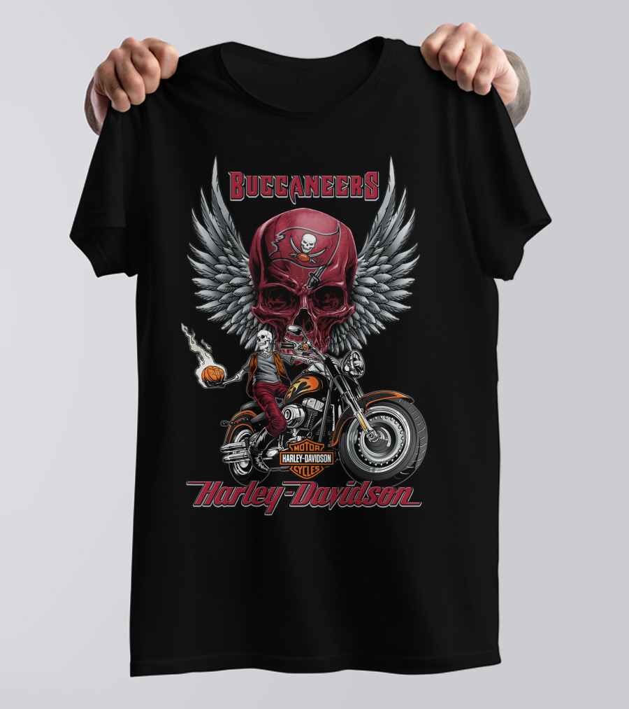 Buccaneers Harley Davidson Motor Cycles Hd15 Nfl Tampa Bay Buccaneers T-Shirt
