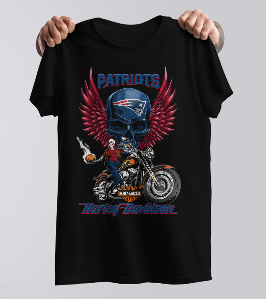 Patriots Harley Davidson Motor Cycles Nfl New England T-Shirt