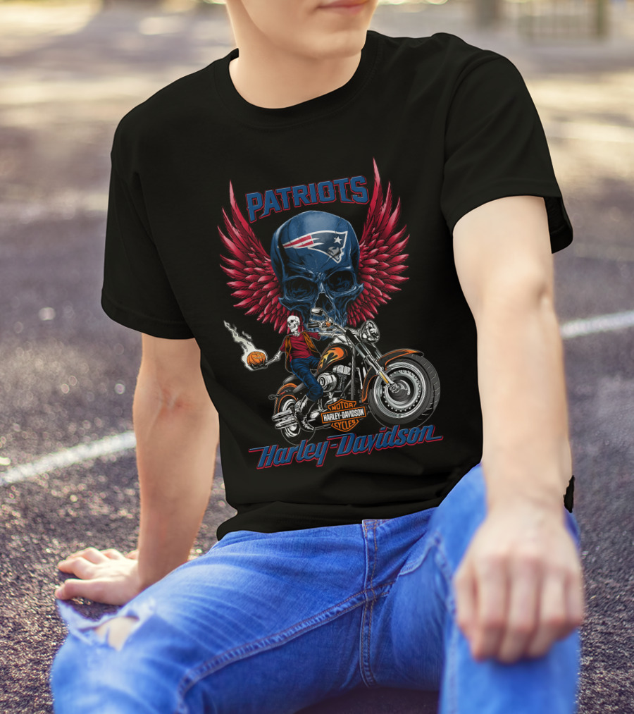 Patriots Harley Davidson Motor Cycles Nfl New England T-Shirt