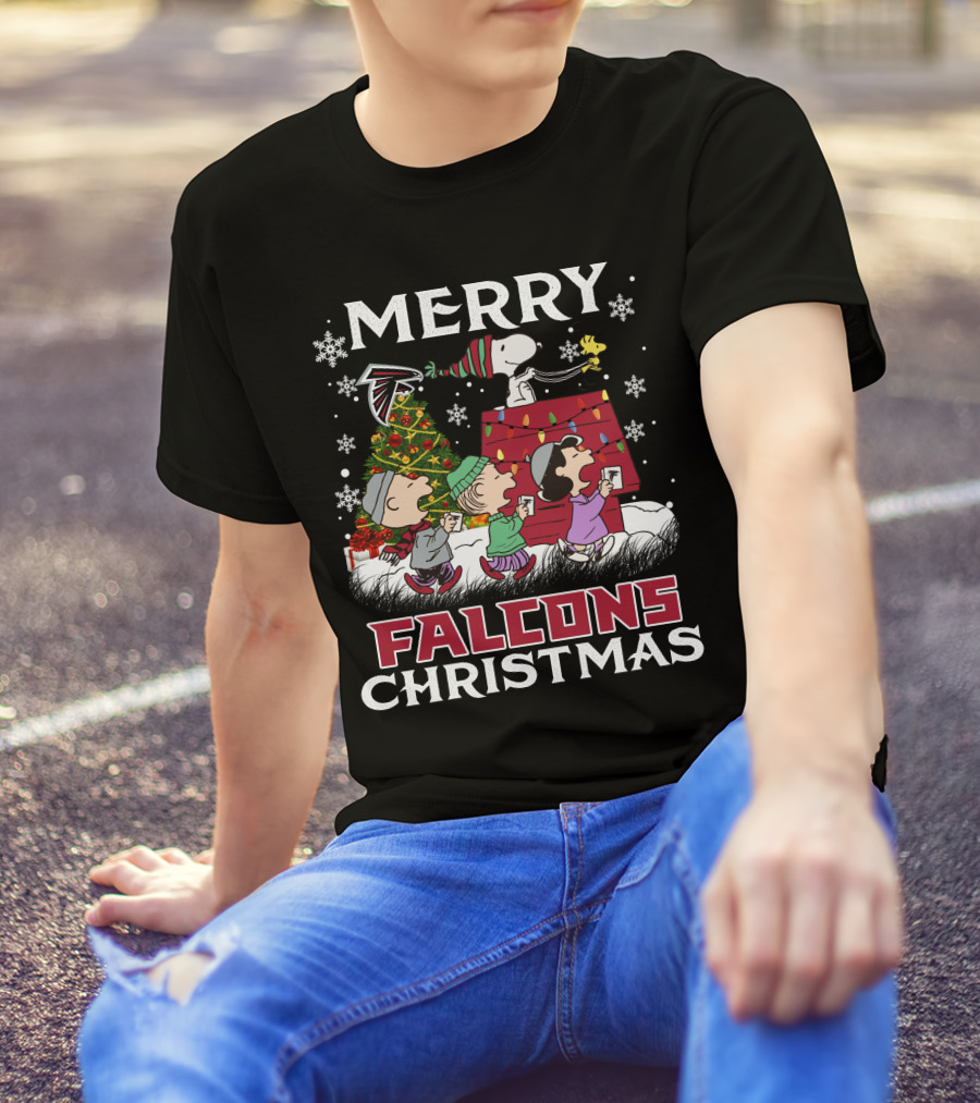 Merry Falcons Christmas Atlanta Snoopy T-Shirt
