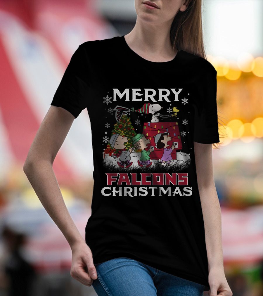 Merry Falcons Christmas Atlanta Snoopy T-Shirt