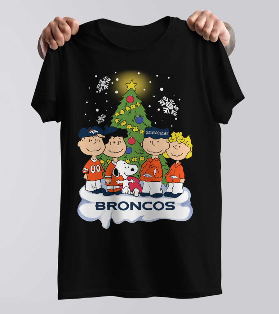 Broncos Christmas Snoopy And Peanuts Characters Holiday T-Shirt