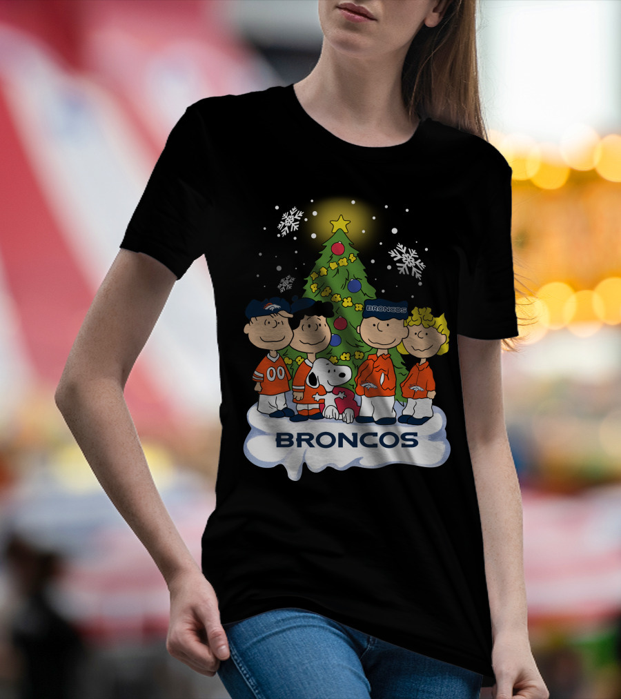 Broncos Christmas Snoopy And Peanuts Characters Holiday T-Shirt