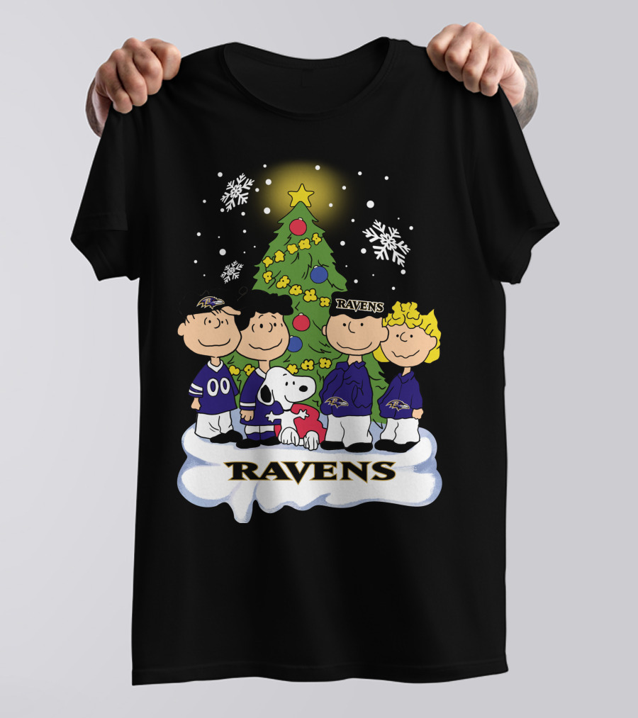 Snoopy Christmas Baltimore Ravens Charlie Brown Characters T-Shirt