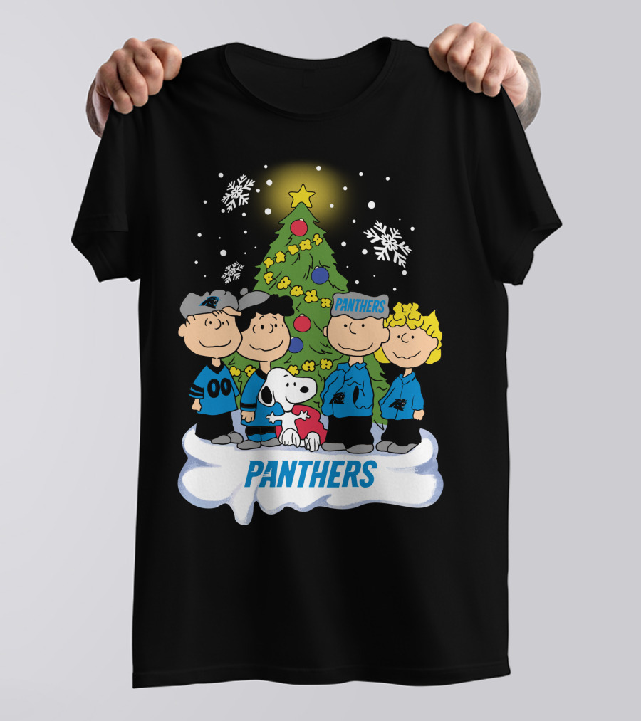 Panthers Snoopy Christmas Peanuts Characters T-Shirt