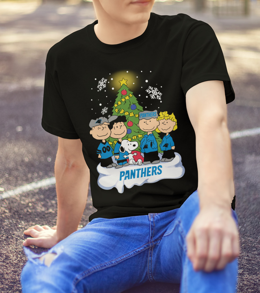 Panthers Snoopy Christmas Peanuts Characters T-Shirt