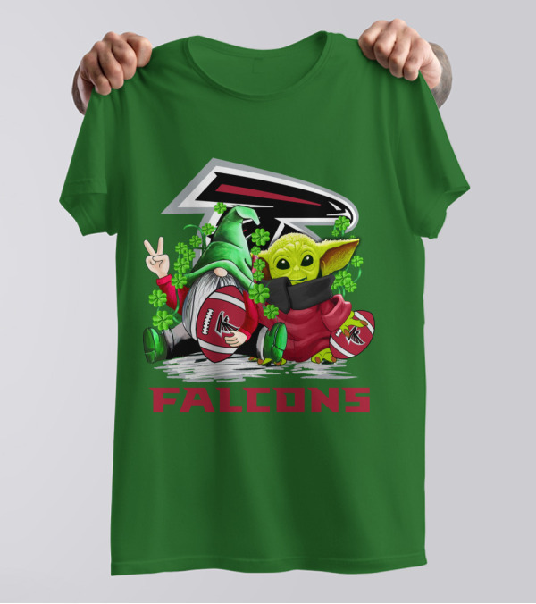 Atlanta Falcons St. Patrick's Day Football Gnome And Baby Alien T-Shirt
