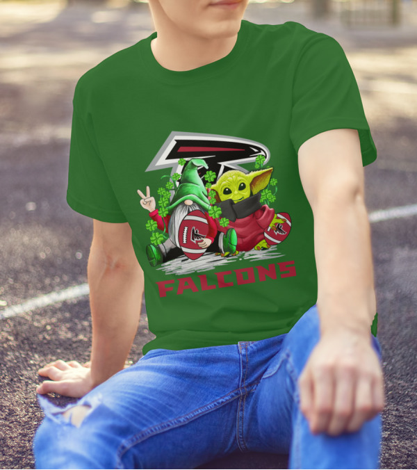 Atlanta Falcons St. Patrick's Day Football Gnome And Baby Alien T-Shirt