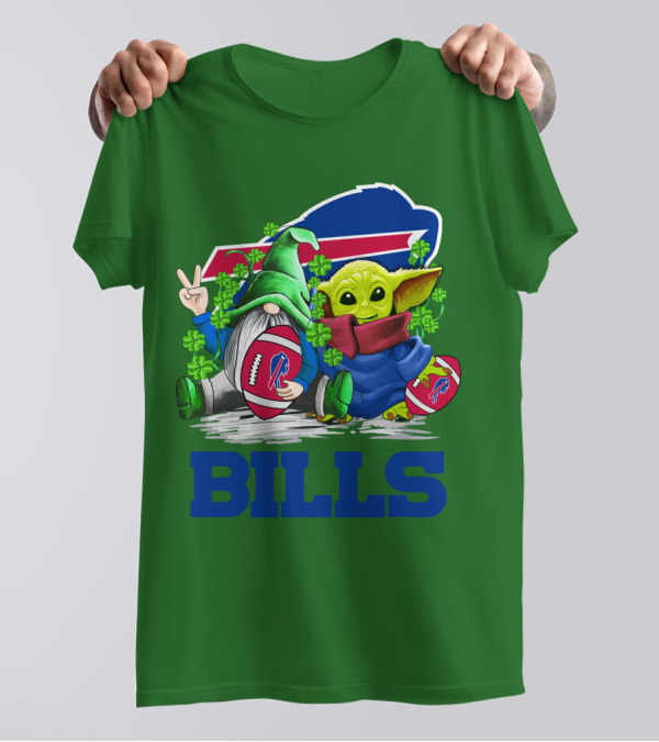 Buffalo Bills St. Patrick's Day Football With Green Gnome And Child Figure T-Shirt