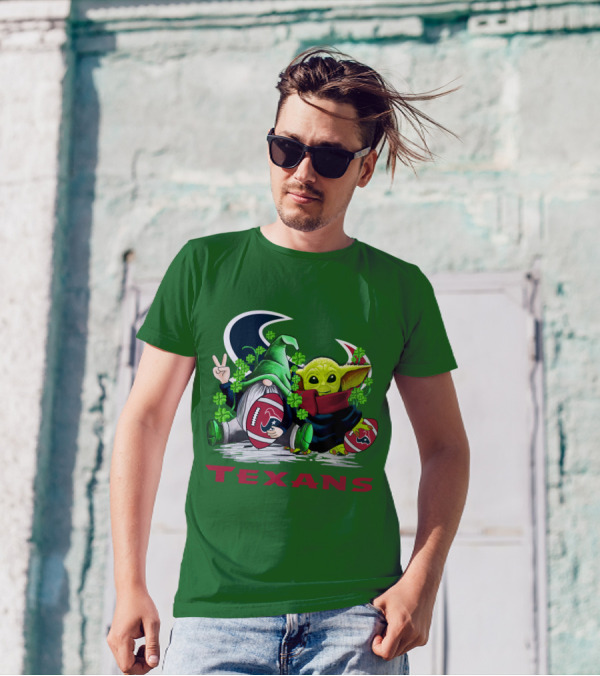 Houston Texans Football Patrick’s Day Clover Gnome And Alien T-Shirt