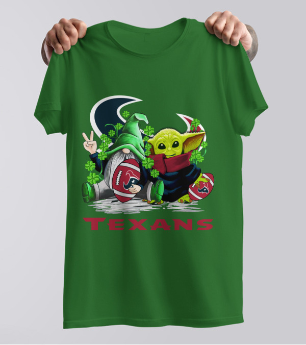 Houston Texans Football Patrick’s Day Clover Gnome And Alien T-Shirt