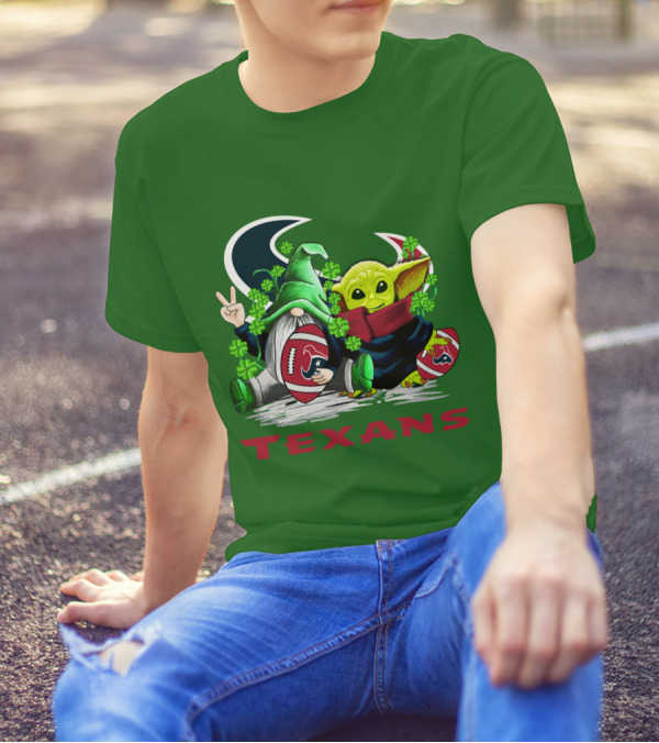 Houston Texans Football Patrick’s Day Clover Gnome And Alien T-Shirt