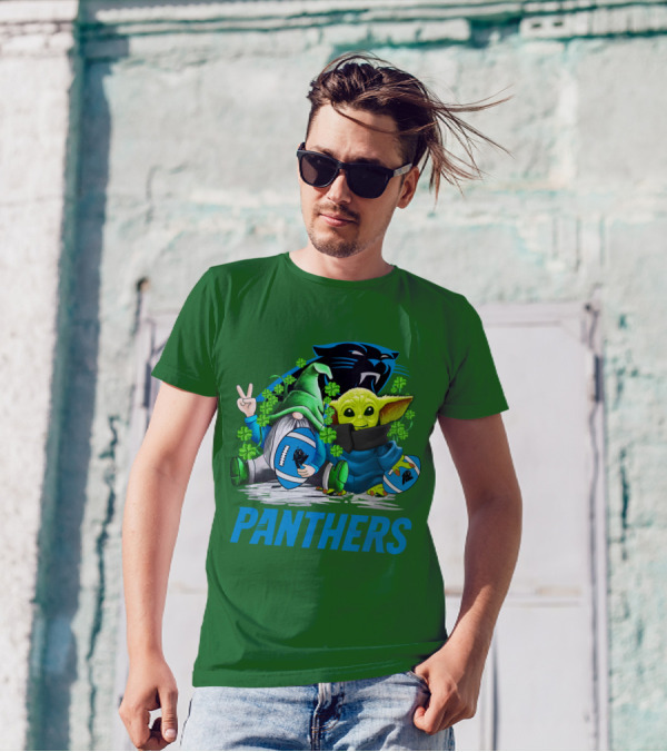 Panthers St. Patrick’s Day Football Gnome And Baby Alien T-Shirt