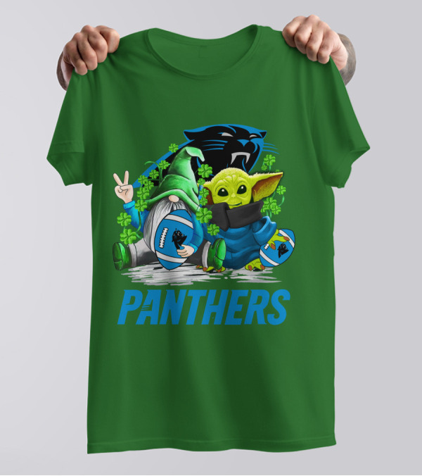 Panthers St. Patrick’s Day Football Gnome And Baby Alien T-Shirt