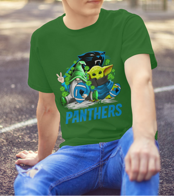 Panthers St. Patrick’s Day Football Gnome And Baby Alien T-Shirt