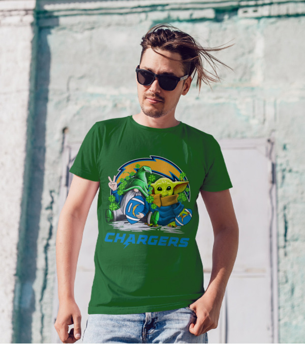 Los Angeles Chargers St. Patrick’s Day Football Gnome And Baby Alien T-Shirt
