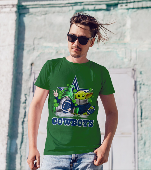 Cowboys Gnome Baby Yoda Football St. Patrick's Day T-Shirt