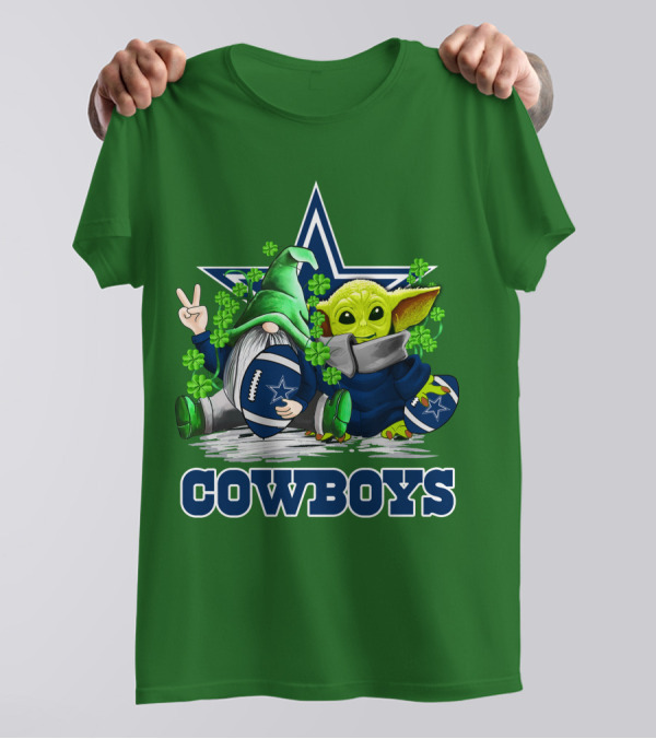 Cowboys Gnome Baby Yoda Football St. Patrick's Day T-Shirt