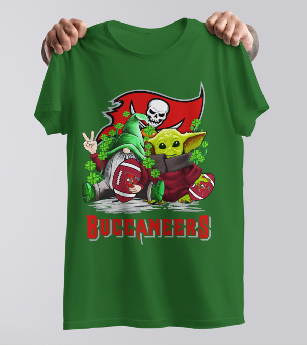 Buccaneers St. Patrick's Day With Gnome And Baby Alien Football T-Shirt