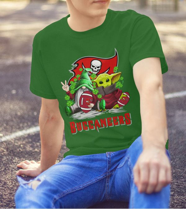 Buccaneers St. Patrick's Day With Gnome And Baby Alien Football T-Shirt