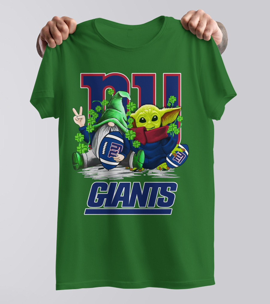 New York Giants Football St. Patrick's Day Gnome And Yoda T-Shirt