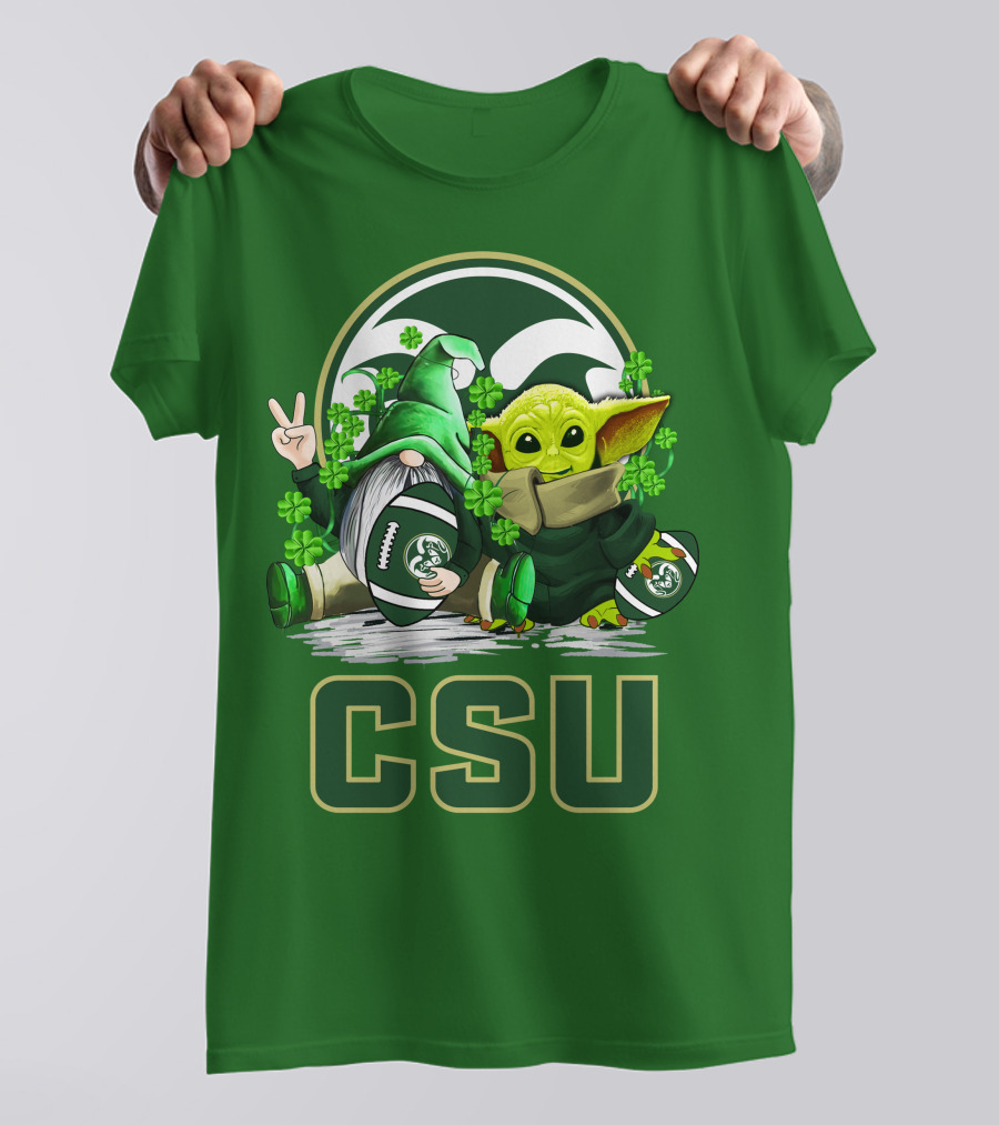 CSU Gnome And Baby Alien With Shamrocks For Colorado State Rams Football Patrick’s Day T-Shirt