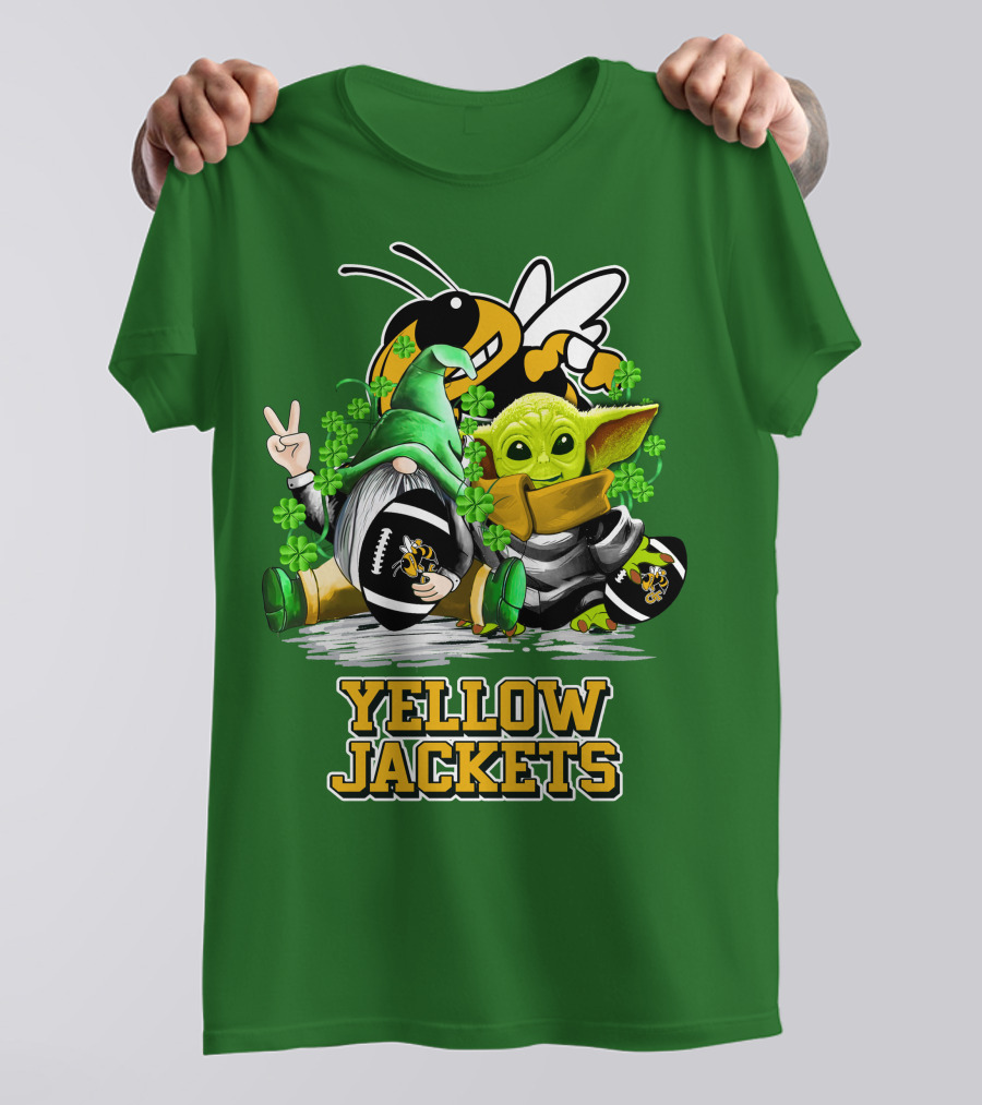 Georgia Tech Yellow Jackets St. Patrick’s Day Football Gnome And Green Baby Character T-Shirt