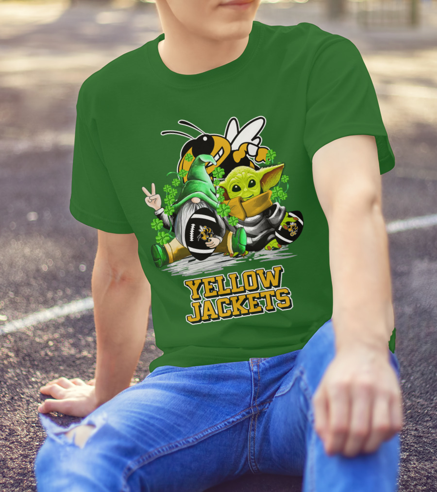 Georgia Tech Yellow Jackets St. Patrick’s Day Football Gnome And Green Baby Character T-Shirt