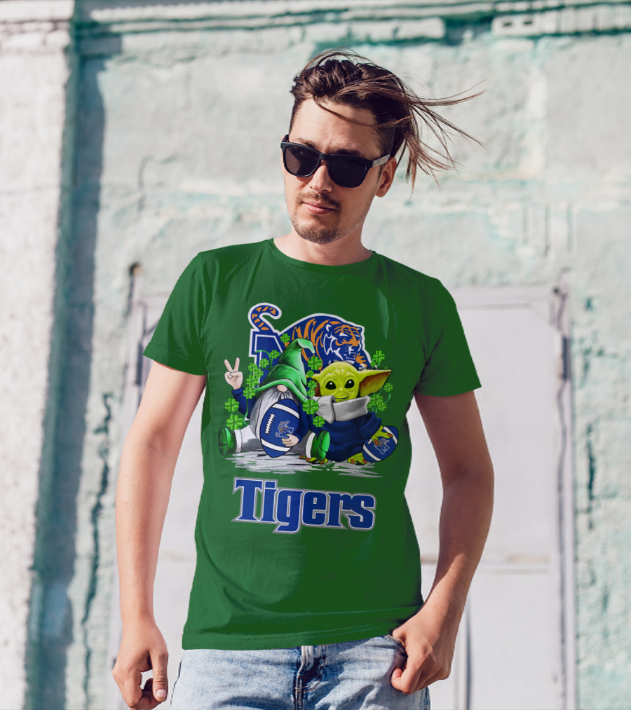 Memphis Tigers Football St. Patrick's Day Gnome And Child Icons T-Shirt