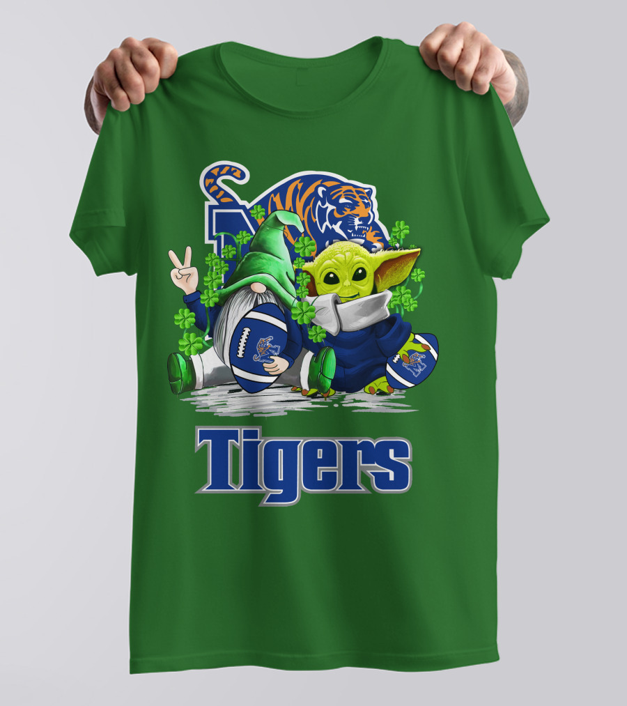 Memphis Tigers Football St. Patrick's Day Gnome And Child Icons T-Shirt