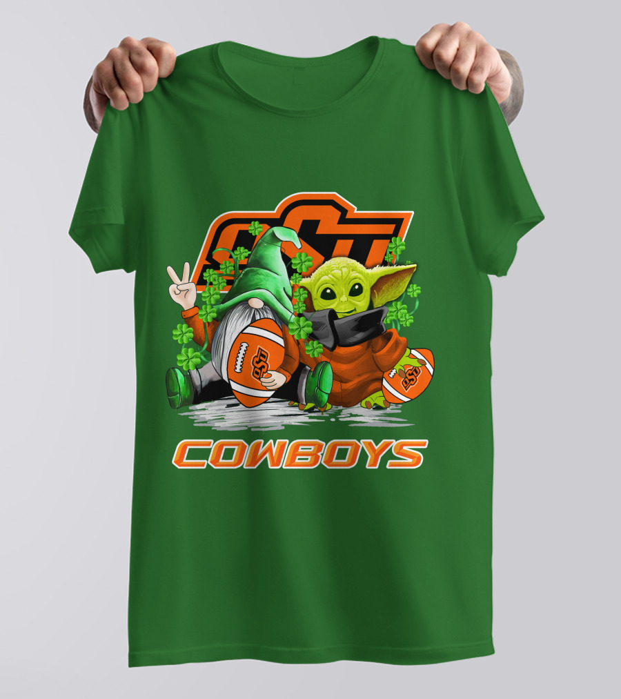 Oklahoma State Cowboys Football St. Patrick’s Day Yoda And Gnome T-Shirt