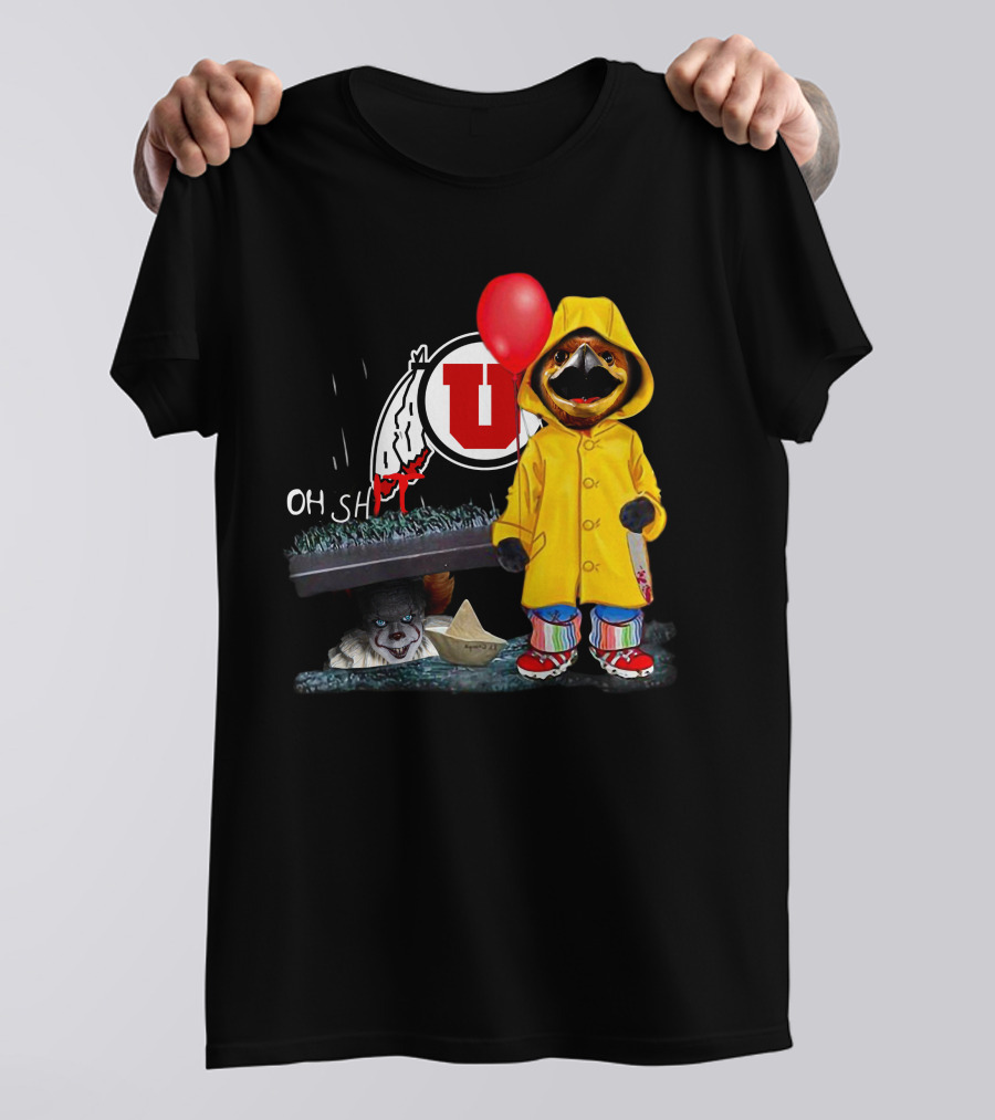 Utah Utes Oh Shh Pennywise Yellow Raincoat Red Balloon T-Shirt